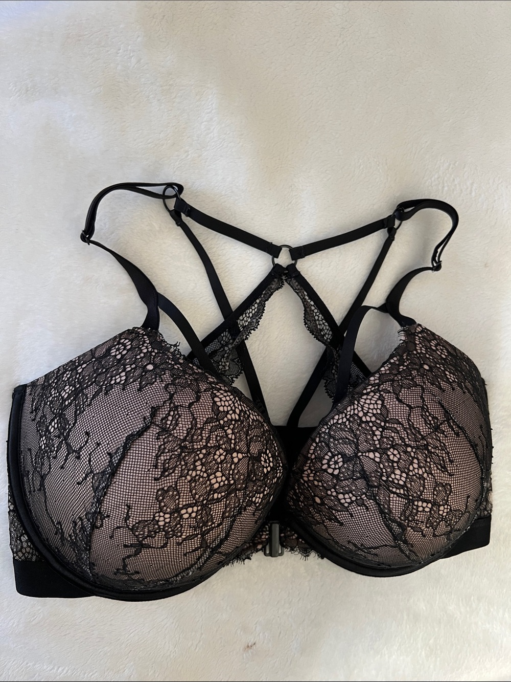 Victoria Secret Black Lace sexy Strappy Push-Up Bra 36DDD